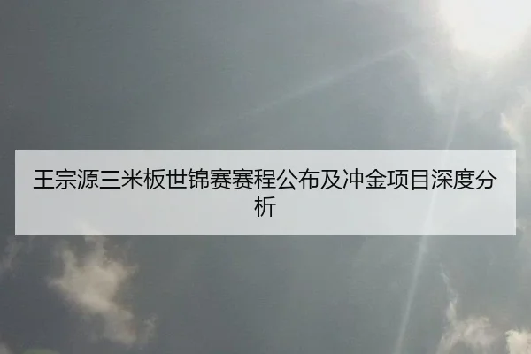 王宗源三米板世锦赛赛程公布及冲金项目深度分析